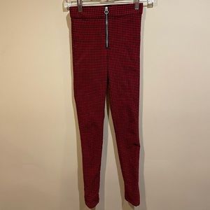 Garage Red and Black Plaid Skinny Leg Pants